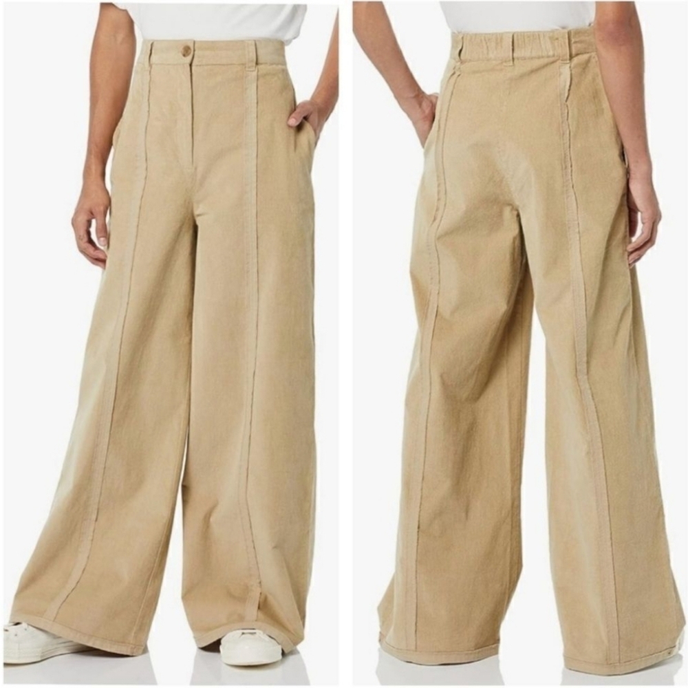 NWT- Making the Cut Season 3 CREAM Deconstructed Wide Leg Corduroy Pant